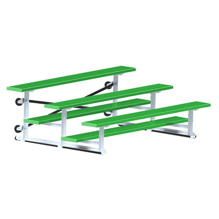Jaypro Sports Bleacher - 7 - 1/2 ft. (3 Row - Single Foot Plank) - Tip & Roll (Powder Coated) BLCH-375TRGPC - Play and Sync