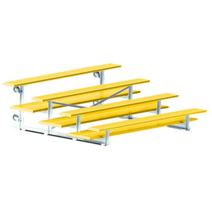 Jaypro Sports Bleacher - 7 - 1/2 ft. (4 Row - Double Foot Plank) - Tip & Roll (Powder Coated) BLDP-475TRGPC - Play and Sync