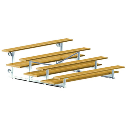 Jaypro Sports Bleacher - 7 - 1/2 ft. (4 Row - Double Foot Plank) - Tip & Roll (Powder Coated) BLDP-475TRGPC - Play and Sync