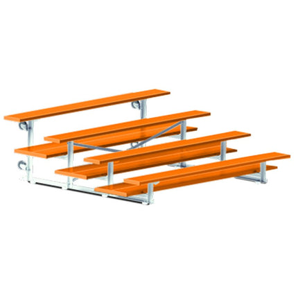 Jaypro Sports Bleacher - 7 - 1/2 ft. (4 Row - Double Foot Plank) - Tip & Roll (Powder Coated) BLDP-475TRGPC - Play and Sync