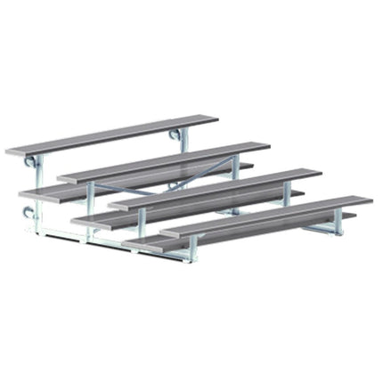 Jaypro Sports Bleacher - 7 - 1/2 ft. (4 Row - Double Foot Plank) - Tip & Roll (Powder Coated) BLDP-475TRGPC - Play and Sync
