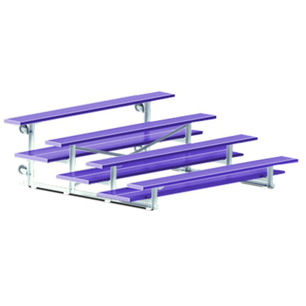 Jaypro Sports Bleacher - 7 - 1/2 ft. (4 Row - Double Foot Plank) - Tip & Roll (Powder Coated) BLDP-475TRGPC - Play and Sync