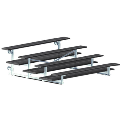 Jaypro Sports Bleacher - 7 - 1/2 ft. (4 Row - Double Foot Plank) - Tip & Roll (Powder Coated) BLDP-475TRGPC - Play and Sync