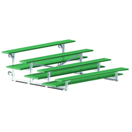 Jaypro Sports Bleacher - 7 - 1/2 ft. (4 Row - Double Foot Plank) - Tip & Roll (Powder Coated) BLDP-475TRGPC - Play and Sync