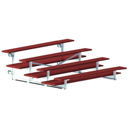 Jaypro Sports Bleacher - 7 - 1/2 ft. (4 Row - Double Foot Plank) - Tip & Roll (Powder Coated) BLDP-475TRGPC - Play and Sync