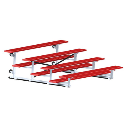 Jaypro Sports Bleacher - 7 - 1/2 ft. (4 Row - Single Foot Plank) - Tip & Roll (Powder Coated) BLCH-475TRGPC - Play and Sync
