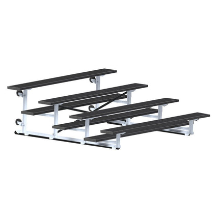Jaypro Sports Bleacher - 7 - 1/2 ft. (4 Row - Single Foot Plank) - Tip & Roll (Powder Coated) BLCH-475TRGPC - Play and Sync