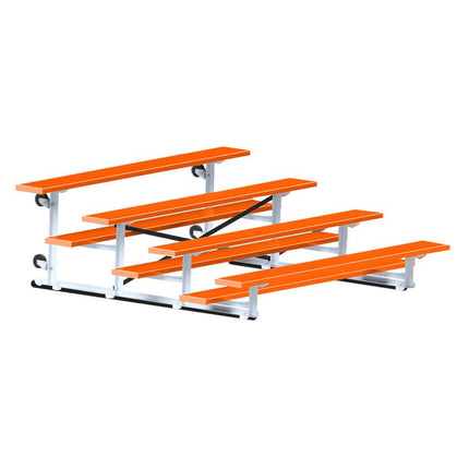 Jaypro Sports Bleacher - 7 - 1/2 ft. (4 Row - Single Foot Plank) - Tip & Roll (Powder Coated) BLCH-475TRGPC - Play and Sync