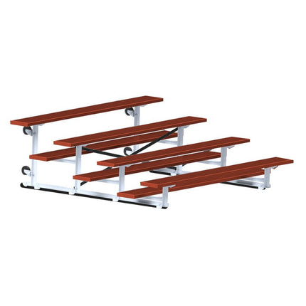 Jaypro Sports Bleacher - 7 - 1/2 ft. (4 Row - Single Foot Plank) - Tip & Roll (Powder Coated) BLCH-475TRGPC - Play and Sync