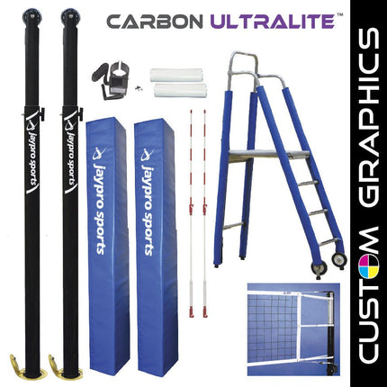 Jaypro Sports Carbon Ultralite Volleyball Deluxe Package with Custom Graphics (3 in. Floor Sleeve) - NFHS, NCAA, USVBA Compliant | PVB - 95PKGDX PVB-95PKGDX - Play and Sync