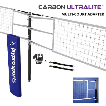 Jaypro Sports Carbon Ultralite Volleyball Net Center Upright System (3 in. Floor Sleeve) - NFHS, NCAA, USVBA Compliant | PVBC - 950 PVBC-950 - Play and Sync