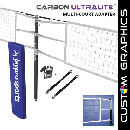 Jaypro Sports Carbon Ultralite Volleyball Net Center Upright System with Custom Graphics (3 in. Floor Sleeve) - NFHS, NCAA, USVBA Compliant | PVBC - 950DX PVBC-950DX - Play and Sync