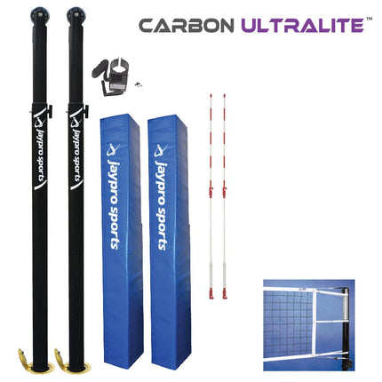 Jaypro Sports Carbon Ultralite Volleyball System (3 in. Floor Sleeve) - NFHS, NCAA, USVBA Compliant | PVB - 9500 PVB-9500 - Play and Sync