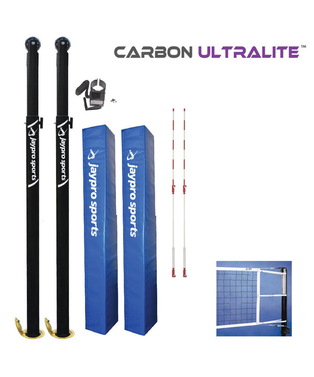 Jaypro Sports Carbon Ultralite Volleyball System (3 in. Floor Sleeve) - NFHS, NCAA, USVBA Compliant | PVB - 9500 PVB-9500 - Play and Sync