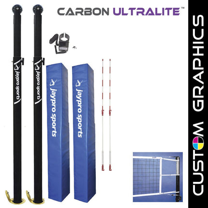 Jaypro Sports Carbon Ultralite Volleyball System with custom graphics (3 in. Floor Sleeve) - NFHS, NCAA, USVBA Compliant | PVB - 9500DX PVB-9500DX - Play and Sync