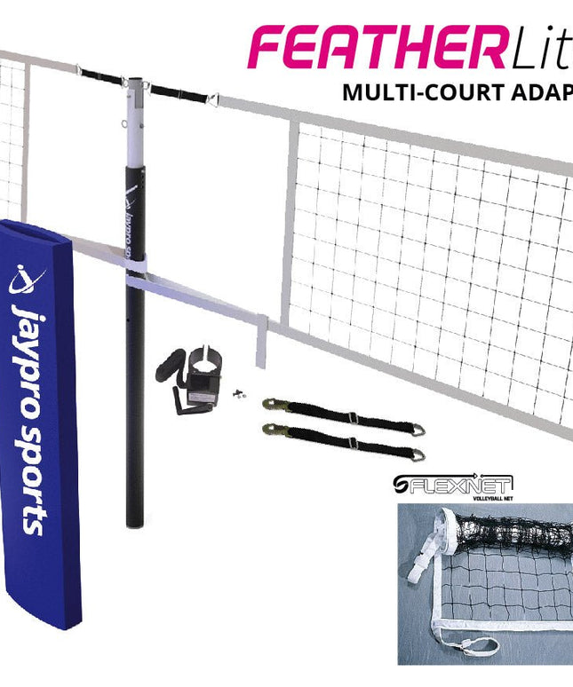 Jaypro Sports FeatherLite Volleyball Net Center Upright System (3 - 1/2 in. Floor Sleeve) - NFHS, NCAA, USVBA Compliant | PVBC - 500 PVBC-500 - Play and Sync