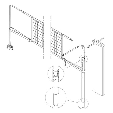 Jaypro Sports FeatherLite Volleyball Net Center Upright System (3 in. Floor Sleeve) - NFHS, NCAA, USVBA Compliant | PVBC - 450 PVBC-450 - Play and Sync