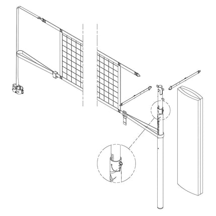 Jaypro Sports FeatherLite Volleyball Net Center Upright System with Custom Graphics (3 - 1/2 in. Floor Sleeve) - NFHS, NCAA, USVBA Compliant | PVBC - 500DX PVBC-500DX - Play and Sync