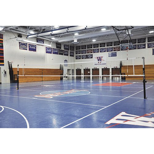 Jaypro Sports FeatherLite Volleyball Uprights (3 in. Floor Sleeve) - NFHS, NCAA, USVBA Compliant | PVB - 45U PVB-45U - Play and Sync