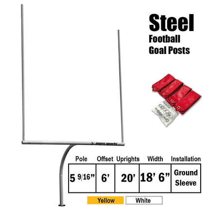 Jaypro Sports Football Goal Posts - 5 - 9/16 in. Pole | 6 ft. Offset | 20 ft. Uprights | 18 ft. - 6 in. Wide [C] | Semi - Perm - Steel | FBGP - 720C FBGP-720C - Play and Sync
