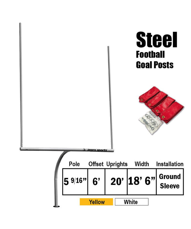 Jaypro Sports Football Goal Posts - 5 - 9/16 in. Pole | 6 ft. Offset | 20 ft. Uprights | 18 ft. - 6 in. Wide [C] | Semi - Perm - Steel | FBGP - 720C FBGP-720C - Play and Sync