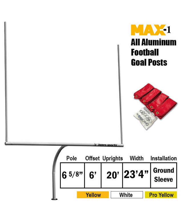 Jaypro Sports Football Goal Posts 6-5/8 in. Pole FBGP-520CPY - Play and Sync