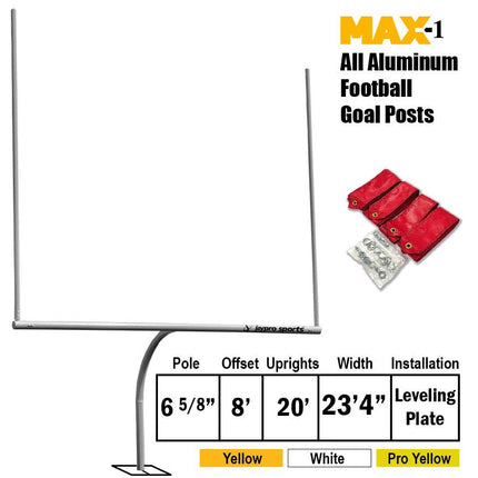 Jaypro Sports Football Goal Posts 6-5/8 in. Pole FBGP-920CPY - Play and Sync