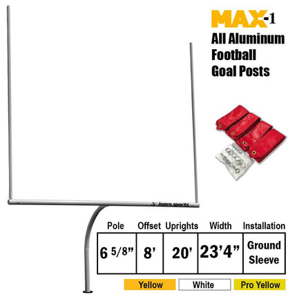 Jaypro Sports Football Goal Posts 6-5/8 in. Pole FBGP-820CPY - Play and Sync