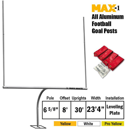 Jaypro Sports Football Goal Posts 6-5/8 in. Pole FBGP-930CPY - Play and Sync