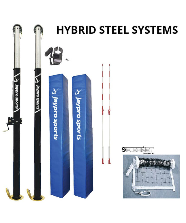 Jaypro Sports Hybrid Steel Net System (3 - 1/2 in. Floor Sleeve) | PVB - 1500 PVB-1500 - Play and Sync