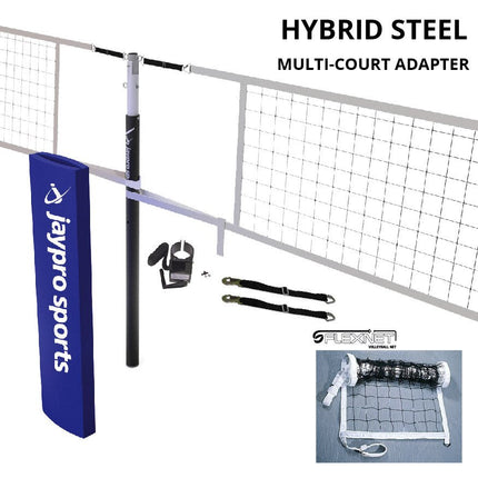 Jaypro Sports Hybrid Steel Volleyball Net Center Upright System (3 - 1/2 in. Floor Sleeve) - NFHS, NCAA, USVBA Compliant | PVBC - 150 PVBC-150 - Play and Sync