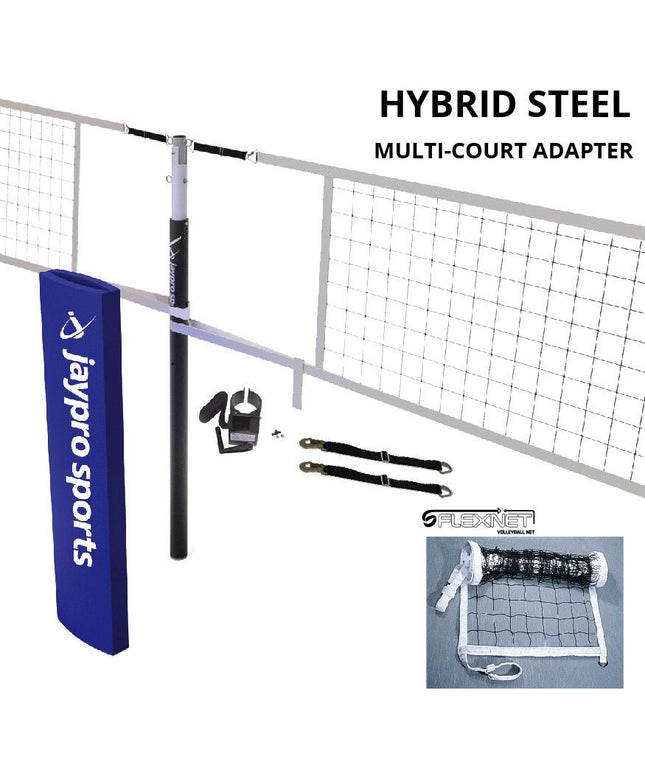 Jaypro Sports Hybrid Steel Volleyball Net Center Upright System (3 - 1/2 in. Floor Sleeve) - NFHS, NCAA, USVBA Compliant | PVBC - 150 PVBC-150 - Play and Sync