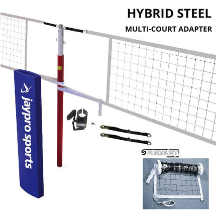 Jaypro Sports Hybrid Steel Volleyball Net Center Upright System (3 in. Floor Sleeve) - NFHS, NCAA, USVBA Compliant | PVBC - 300 PVBC-300 - Play and Sync