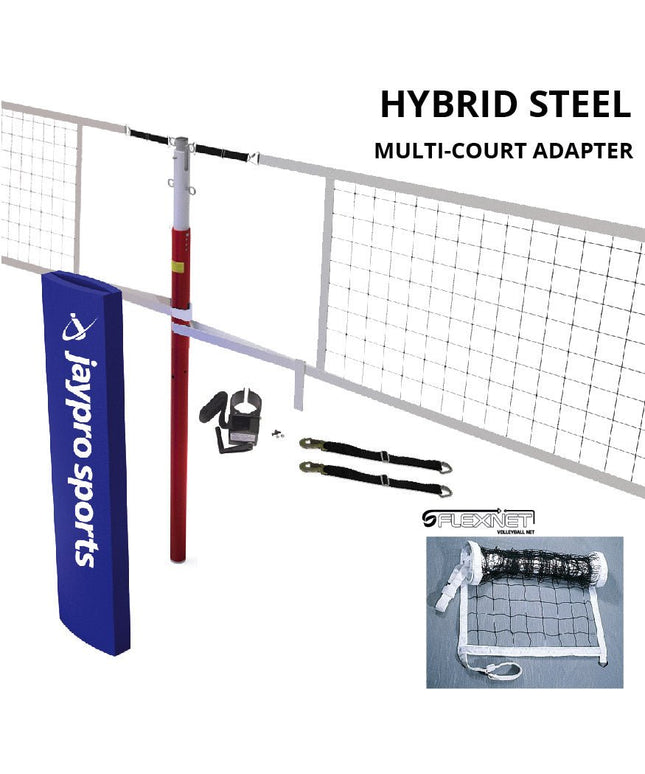 Jaypro Sports Hybrid Steel Volleyball Net Center Upright System (3 in. Floor Sleeve) - NFHS, NCAA, USVBA Compliant | PVBC - 300 PVBC-300 - Play and Sync