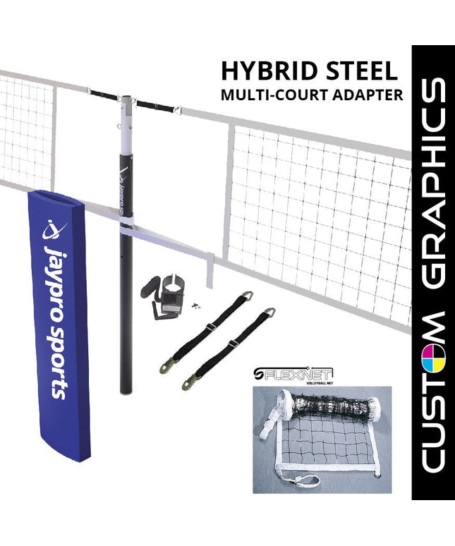 Jaypro Sports Hybrid Steel Volleyball Net Center Upright System with Custom Graphics (3 - 1/2 in. Floor Sleeve) - NFHS, NCAA, USVBA Compliant | PVBC - 150DX PVBC-150DX - Play and Sync