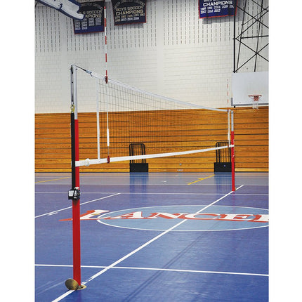 Jaypro Sports Hybrid Steel Volleyball Net System with Custom Graphics (3 in. Floor Sleeve) - NFHS, NCAA, USVBA Compliant | PVB - 3000DX PVB-3000DX - Play and Sync