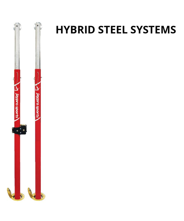 Jaypro Sports Hybrid Steel Volleyball Uprights (3 in. Floor Sleeve) - NFHS, NCAA, USVBA Compliant | PVB - 30U PVB-30U - Play and Sync