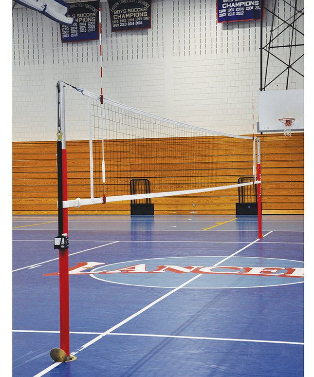 Jaypro Sports Hybrid Steel Volleyball Uprights (3 in. Floor Sleeve) - NFHS, NCAA, USVBA Compliant | PVB - 30U PVB-30U - Play and Sync