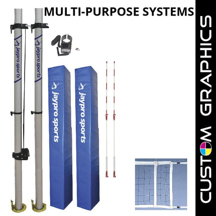 Jaypro Sports Multi - Sport Net System with Custom Graphics (2 in. (51mm) - Canadian Floor Sleeve) | PVB - 1250DX PVB-1250DX - Play and Sync