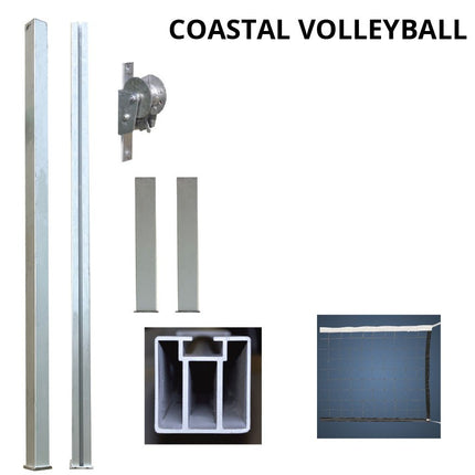 Jaypro Sports Outdoor Volleyball System - Coastal Competition - (4 in.) (Square Post) | OCC - 500 OCC-500 - Play and Sync