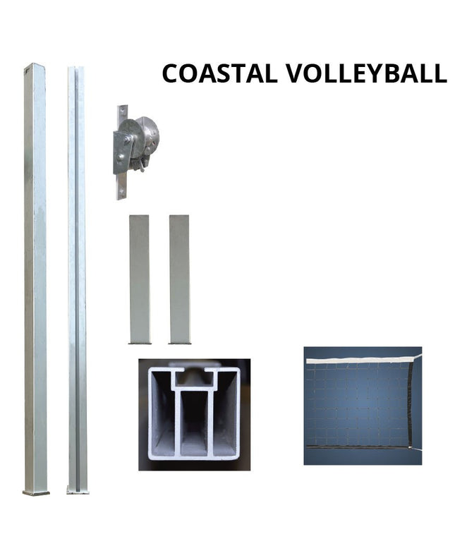 Jaypro Sports Outdoor Volleyball System - Coastal Competition - (4 in.) (Square Post) | OCC - 500 OCC-500 - Play and Sync