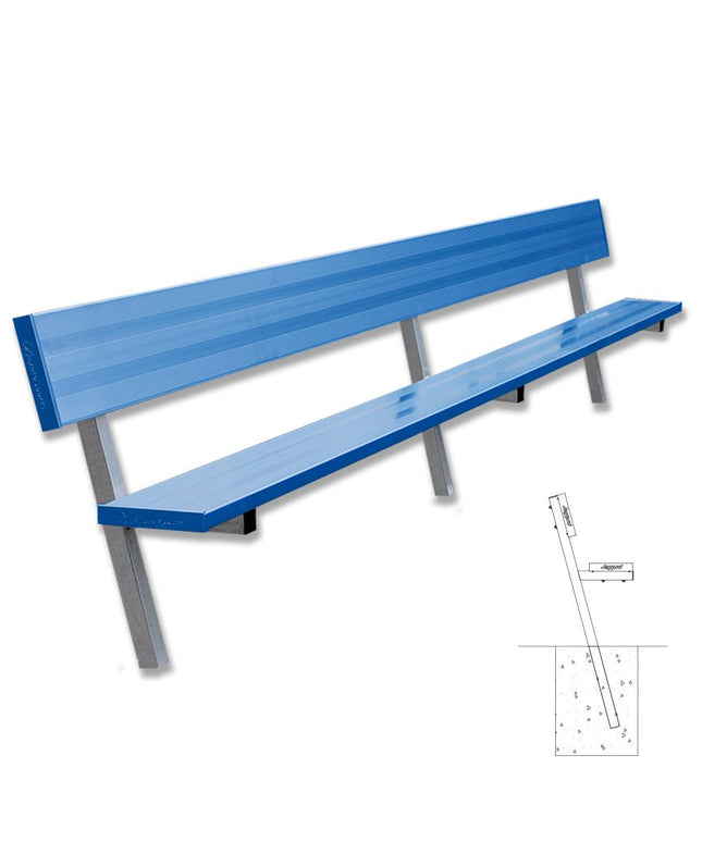 Jaypro Sports Player Bench with Seat Back - 15 ft. - In - Ground (Powder Coated) | PB - 20PIPC PB-20PIPC - Play and Sync