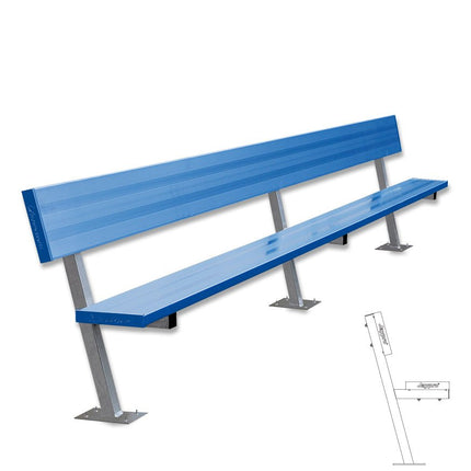 Jaypro Sports Player Bench with Seat Back - 15 ft. - Surface Mount (Powder Coated) | PB - 20SMPC PB-20SMPC - Play and Sync