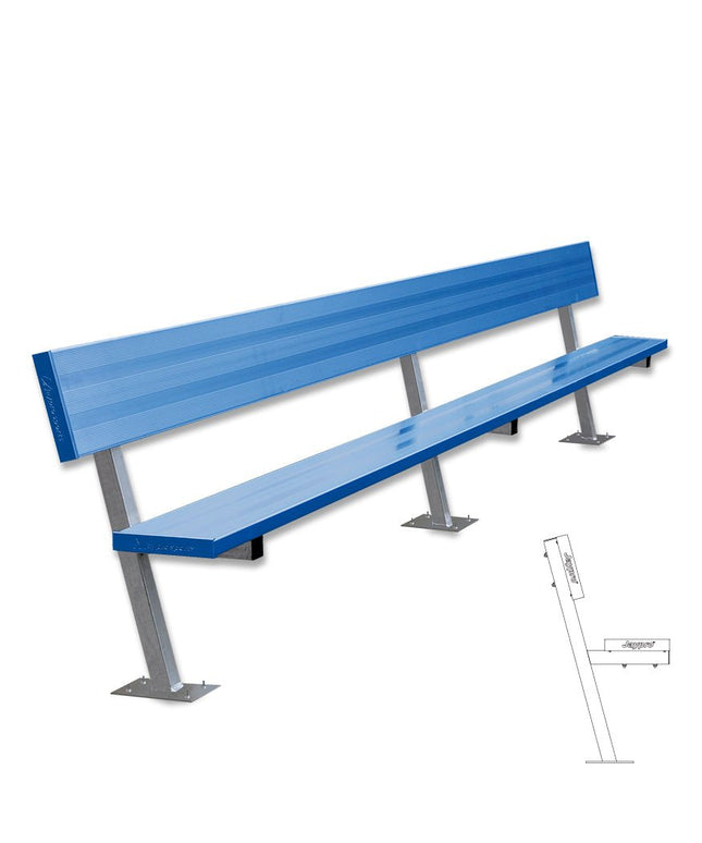 Jaypro Sports Player Bench with Seat Back - 15 ft. - Surface Mount (Powder Coated) | PB - 20SMPC PB-20SMPC - Play and Sync