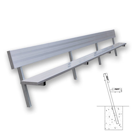 Jaypro Sports Player Bench with Seat Back - 21 ft. - In - Ground | PB - 10PI PB-10PI - Play and Sync