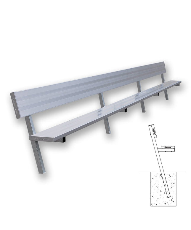 Jaypro Sports Player Bench with Seat Back - 21 ft. - In - Ground | PB - 10PI PB-10PI - Play and Sync
