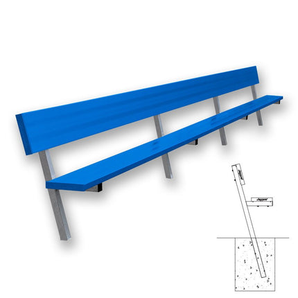 Jaypro Sports Player Bench with Seat Back - 21 ft. - In - Ground (Powder Coated) | PB - 10PIPC PB-10PIPC - Play and Sync