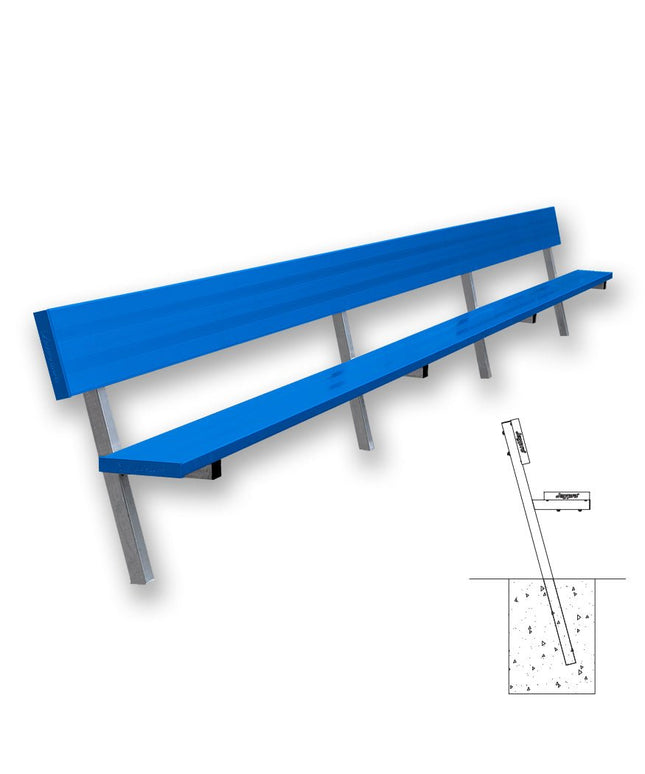 Jaypro Sports Player Bench with Seat Back - 21 ft. - In - Ground (Powder Coated) | PB - 10PIPC PB-10PIPC - Play and Sync