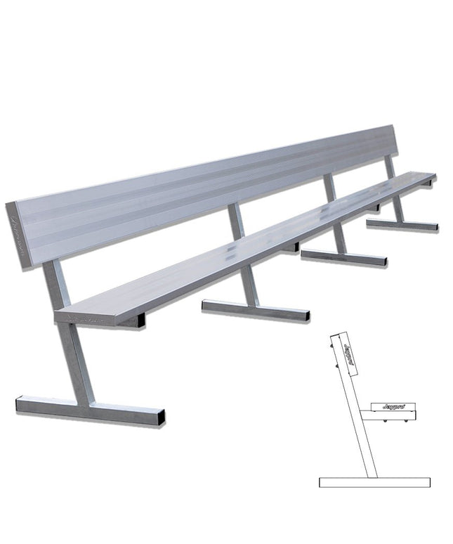 Jaypro Sports Player Bench with Seat Back - 21 ft. - Portable | PB - 10 PB-10 - Play and Sync