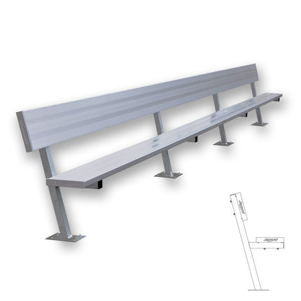 Jaypro Sports Player Bench with Seat Back - 21 ft. - Surface Mount | PB - 10SM PB-10SM - Play and Sync